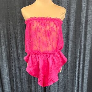 Victoria's Secret Hot Pink Lace Chemise